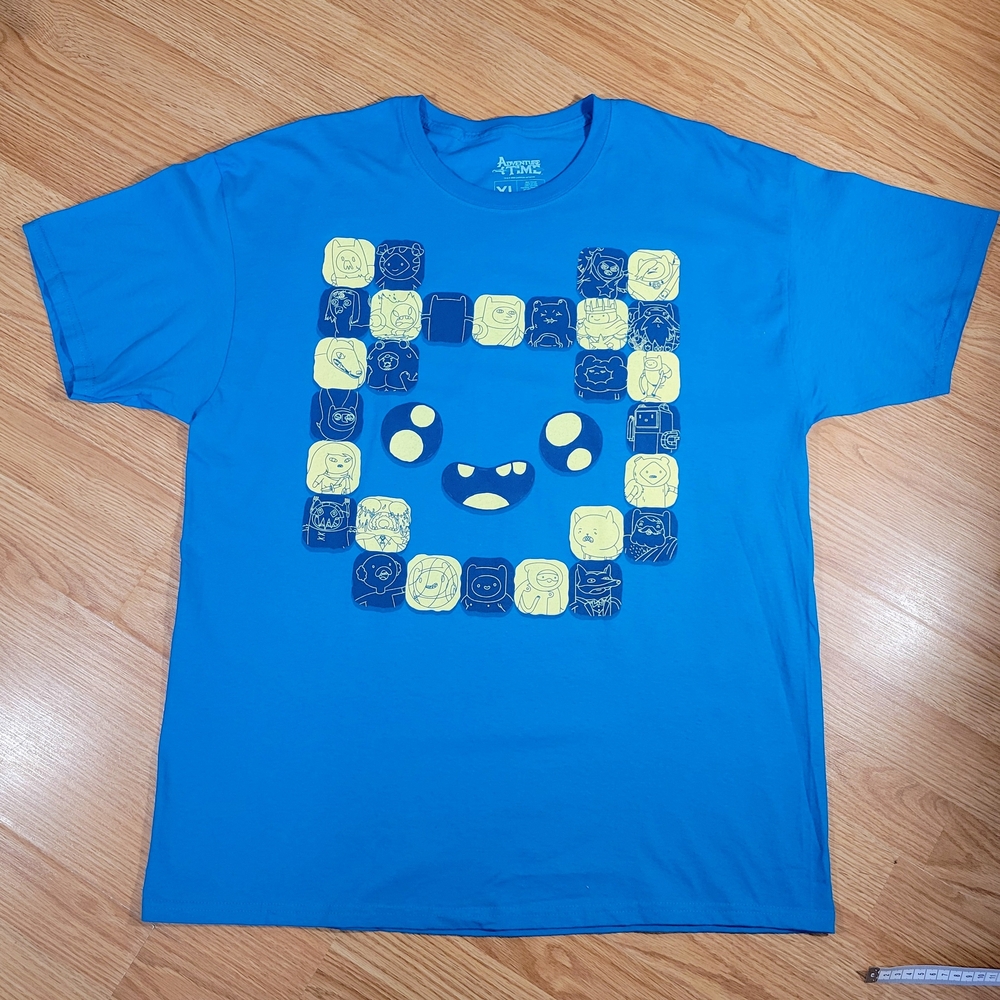 Adventure Time Blue Tee with Yellow Characters